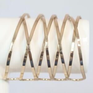 Ultra Wide Cuff Bracelet Criss Cross Gold Tone Metal